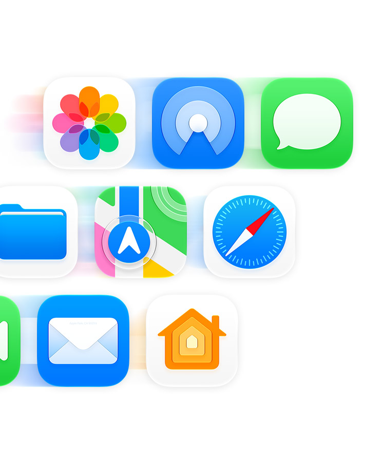 The same icons rendered in Liquid Glass